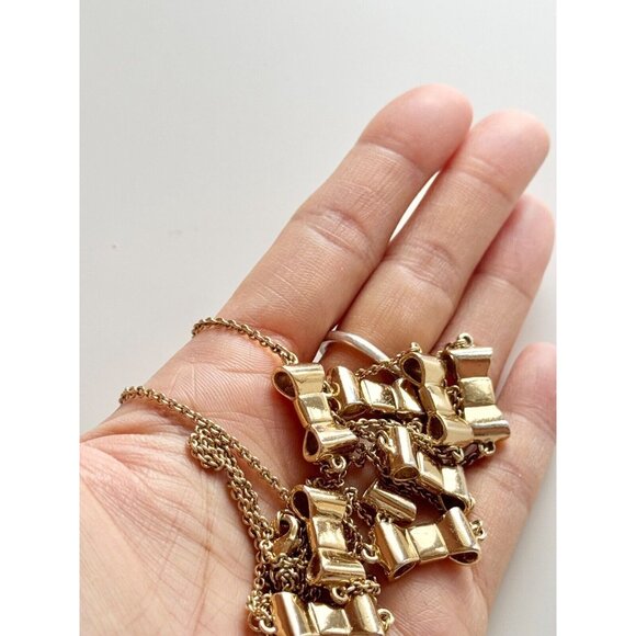 KATE SPADE Take a Bow 24K Gold Plated Station Scatter Bows Long Necklace - Picture 8 of 13
